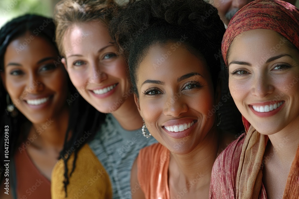 Four beautiful women smiling together outdoors Four beautiful women smiling together outdoors