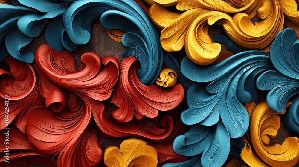 Classic European design, colorful 3D relief with vibrant, high-definition texture, artistic and modernized. Classic European design, colorful 3D relief with vibrant, high-definition texture, artistic and modernized.