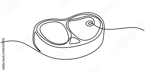 continuous one line vector drawing of pork knuckle.  Line art, Pork knuckle continuous line drawing. One line art of raw meat, meat on the bone, pork, Steak Line Icon, Outline Vector Symbol