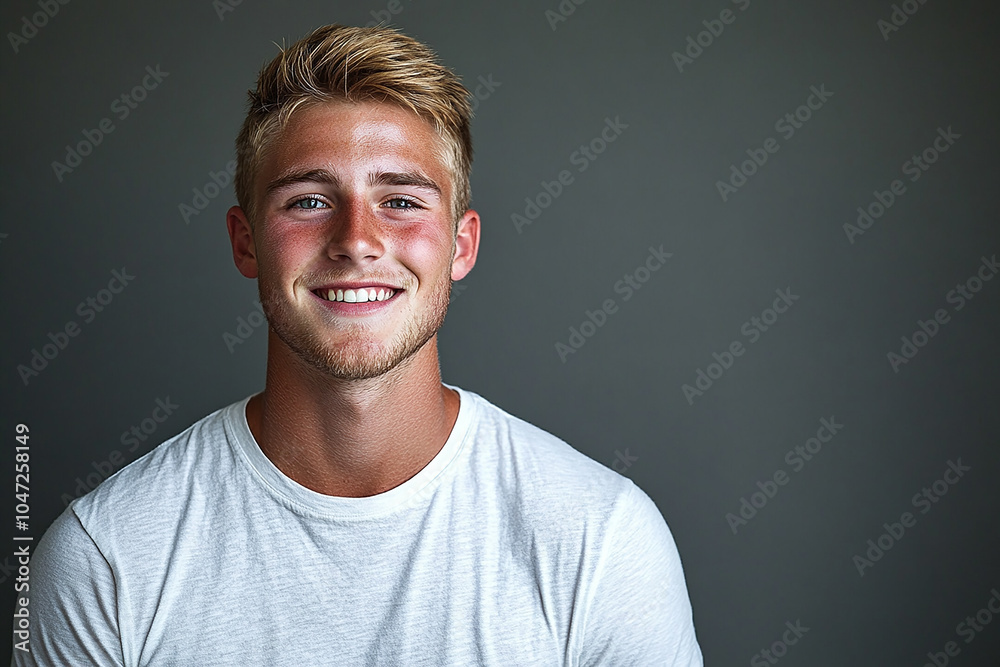 Obraz premium Portrait of smiling white cute teenage boy