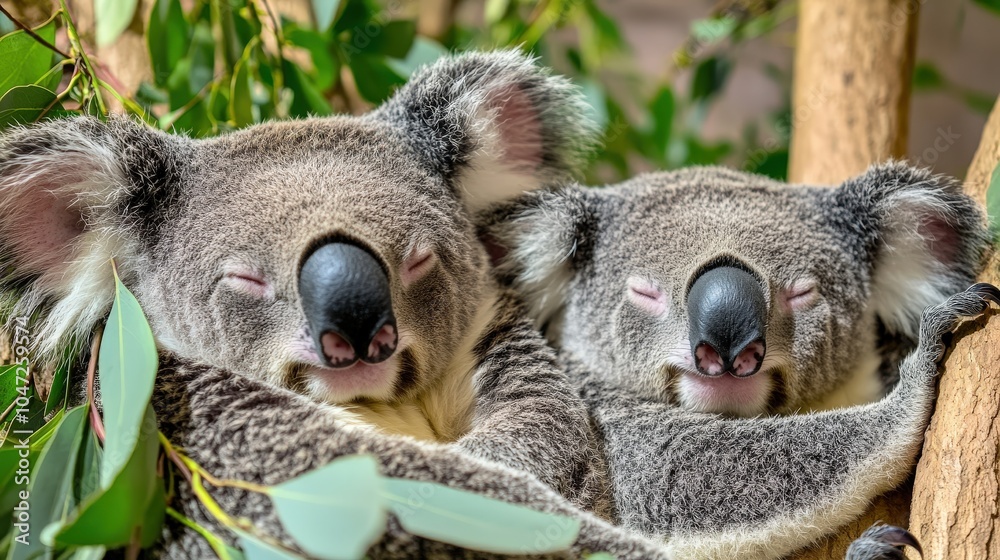 Obraz premium Koalas Resting in Trees at the Zoo