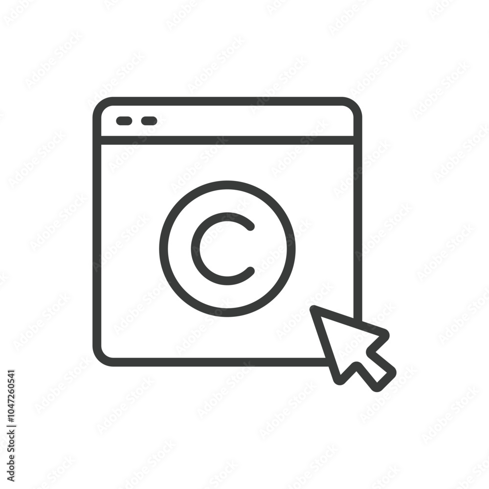 Web copyright, in line design. Copyright, web, protection, intellectual, property, law, rights on white background vector. Web copyright editable stroke icon Web copyright, in line design. Copyright, web, protection, intellectual, property, law, rights on white background vector. Web copyright editable stroke icon