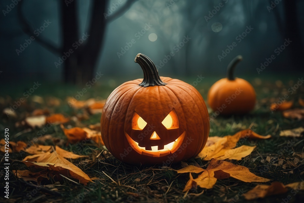 Obraz premium halloween, pumpkin, autumn, orange, holiday, lantern, face, october, scary, fall, decoration, vegetable, jack, carved, evil, horror, jack-o-lantern, celebration, season, spooky, symbol, isolated, smil