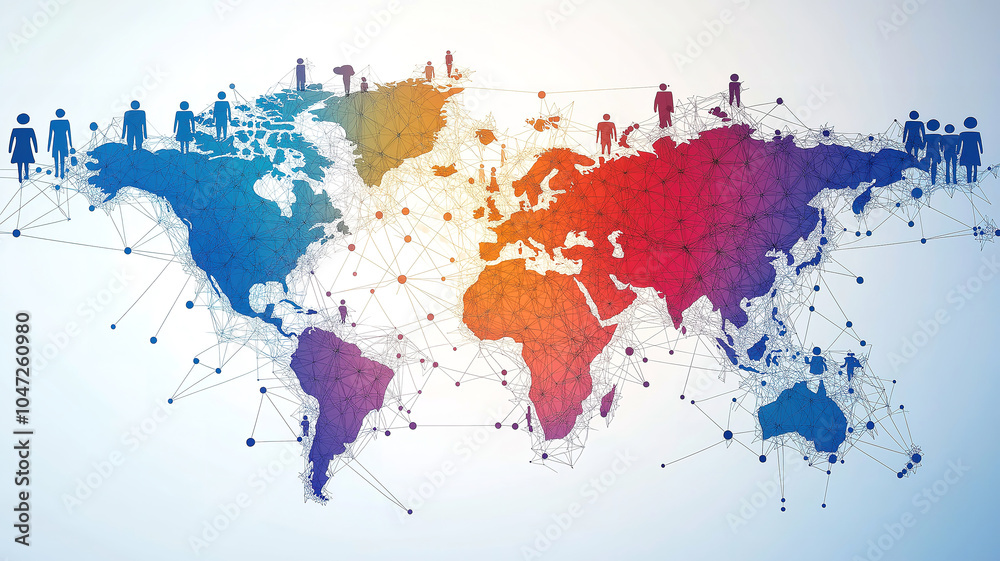 Fototapeta premium Chic visualization of worldwide user connections highlighting communication technology