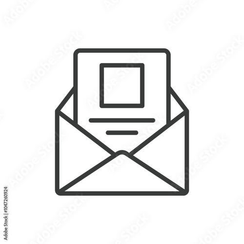 Incoming letter, in line design. Incoming, letter, mail, communication, notification, envelope, message on white background vector. Incoming letter editable stroke icon