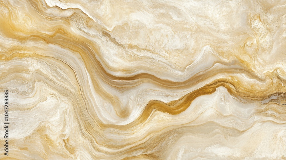 Obraz premium Fluid marble pattern in soft beige tones, with smooth flowing swirls across the surface.