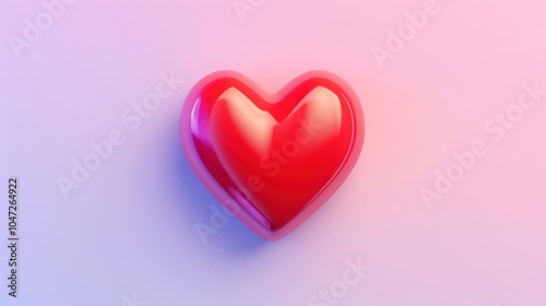 A Shiny Red Heart on a Pink and Purple Gradient Background