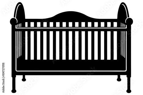 Silhouette of a baby crib vector.. perfect for clipart use.