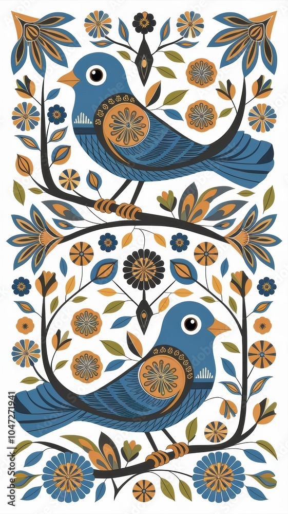 Obraz premium Graphic design bird on a branch