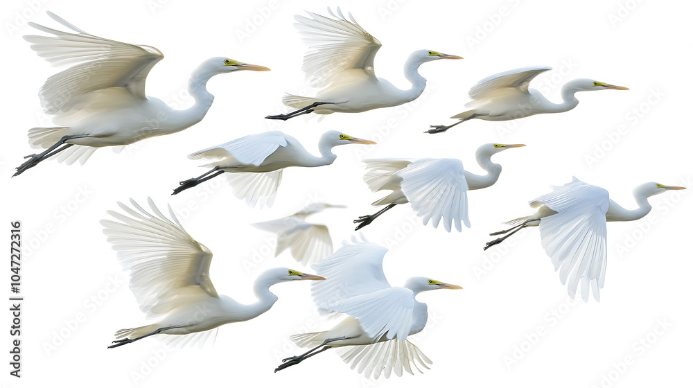Obraz premium Graceful egrets in flight showcasing elegant wingspan
