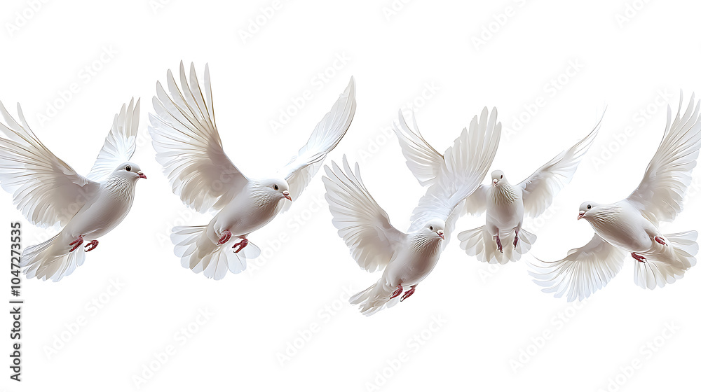 Obraz premium Graceful white doves in flight
