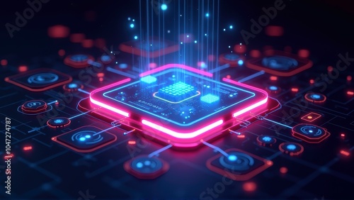 Obraz na płótnie Cybernetic Processor Unit, Powering the Future: The Heart of Modern Technology w salonie