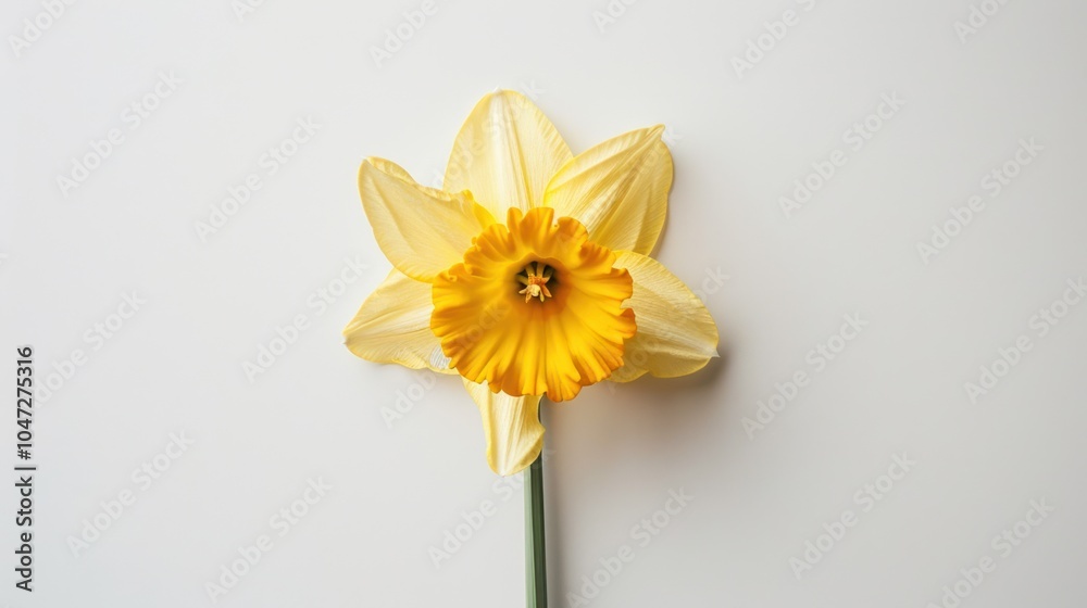 Single Yellow Daffodil Flower on White Background Single Yellow Daffodil Flower on White Background