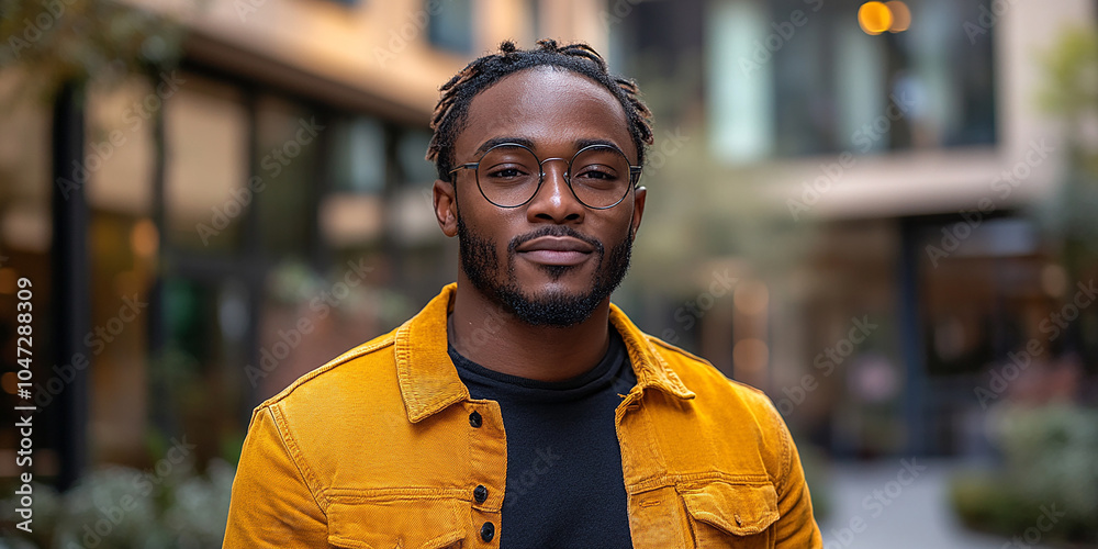Fototapeta premium Portrait of an attractive dark-skinned man wearing glasses