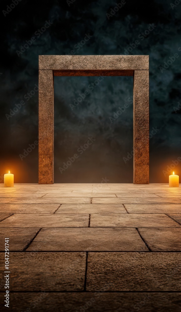 Naklejka premium Temple entrance glowing with hundreds of lamps, peaceful and sacred celebration