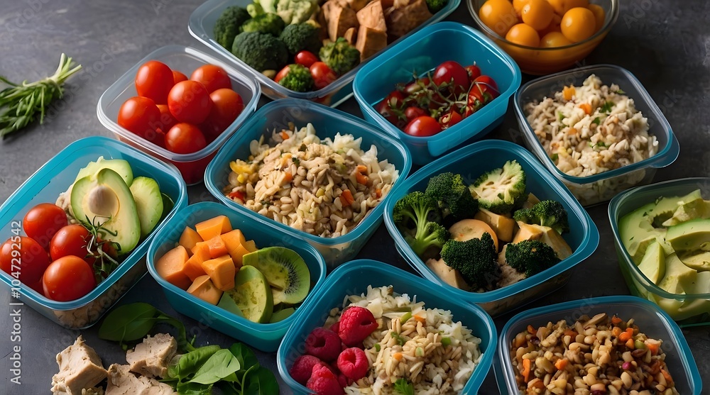 Healthy Meal Prep Containers with Fresh Vegetables and Protein for Balanced Diet . Healthy Meal Prep Containers with Fresh Vegetables and Protein for Balanced Diet .