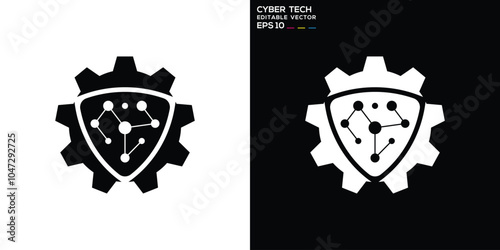 Design of cyber security technology logo. Protection, database. Template, icon, symbol, vector EPS 10.