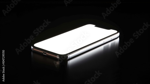 A White Screen Smartphone Laying on a Black Surface