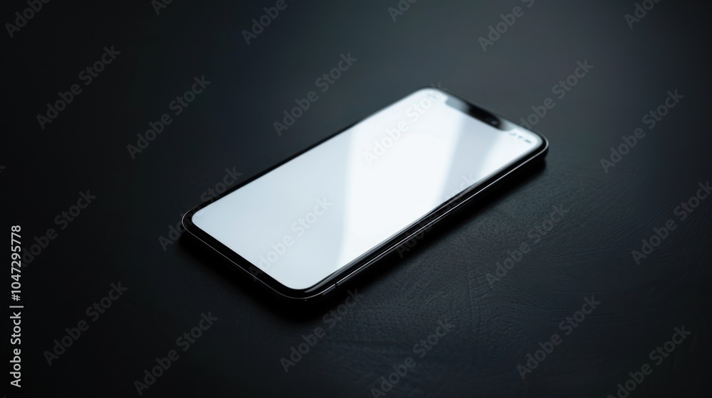 A Black Smartphone with a Blank Screen on a Dark Surface A Black Smartphone with a Blank Screen on a Dark Surface