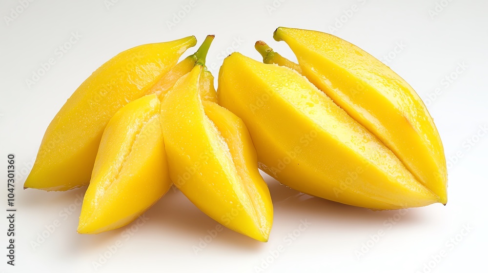 Fresh, vibrant starfruit slices showcasing a unique shape and bright yellow color, perfect for enhancing culinary presentations. Fresh, vibrant starfruit slices showcasing a unique shape and bright yellow color, perfect for enhancing culinary presentations.