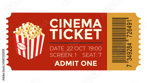 Cinema ticket design template for cinema, movie and film events