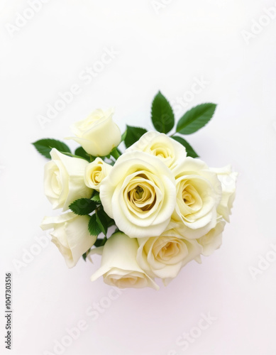 white artificial flowers on a white background, plastic flowers