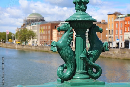 Photography Grattan Bridge hippocampus decoration in Dublin