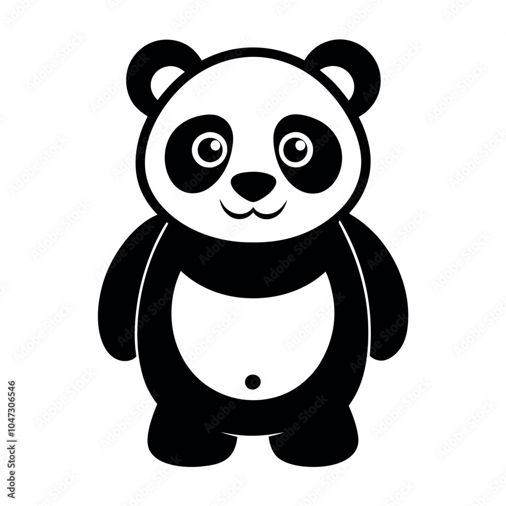 panda silhouette vector design on a white background panda silhouette vector design on a white background