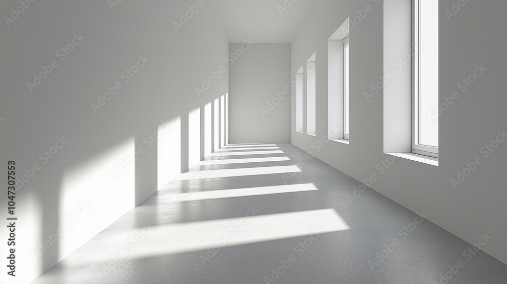 Fototapeta premium Bright Minimalist Interior with Windows