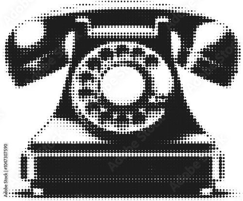 Vintage Rotary Dial Phone in Retro Halftone Design
