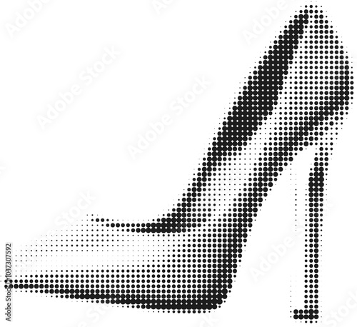 Elegant Women’s High Heel Shoe in Vintage Halftone Style