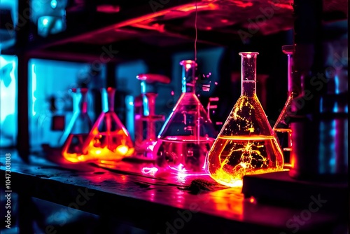 chemiluminescent reaction time lapse of a glowing chemical react photo