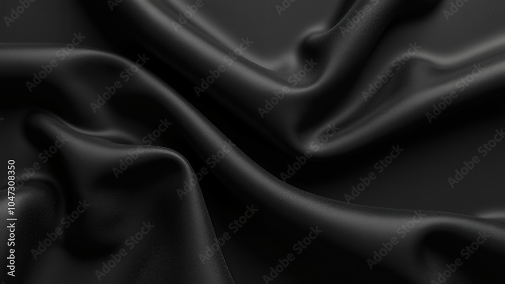 Obraz premium A detailed showcase of the smooth texture of black fabric, with soft, rich material, subtle highlights, and delicate folds, capturing the refined elegance and simplicity in a minimalist look.