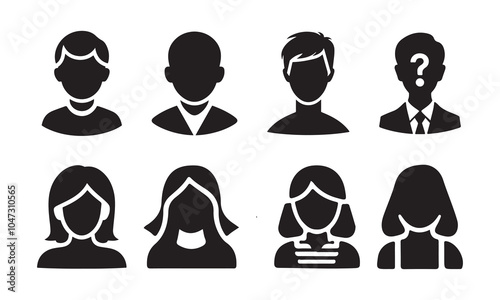 pople had icons set silhouette vector, men, ,women, people, 