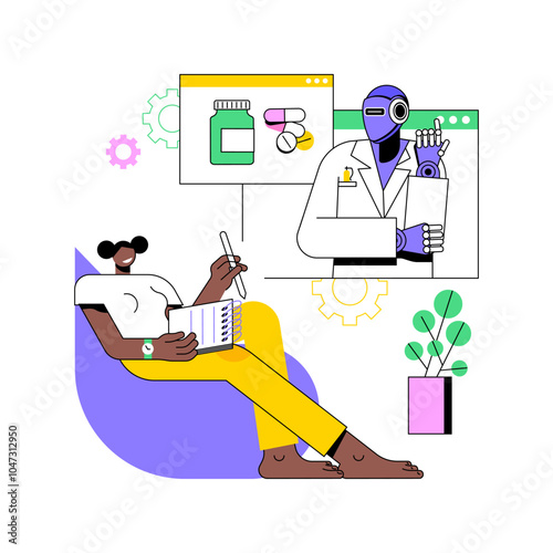 AI-Enhanced Telemedicine abstract concept vector illustration.