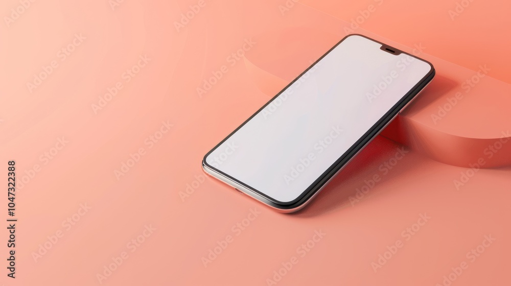Modern Smartphone with Blank Screen on a Coral Background Modern Smartphone with Blank Screen on a Coral Background