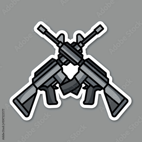 the sticker of  cross riffle  with cartoon style