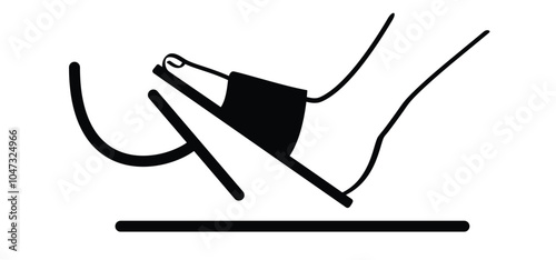 No open footwear flip flops, slippers, sandals, barefoot, toed shoes to drive. Stop do not gas pedal or brake pedal. Break with foot icon. Foot push clutch. Foot pressing the brake and clutch pedal. 