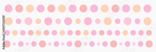 Dots border lines. Bright pastel colors dotted pattern dividers set. Vector illustration.