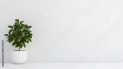 Pilea Peperomioides in a White Pot on White Background: A Stylish and Minimalist Indoor Plant Display