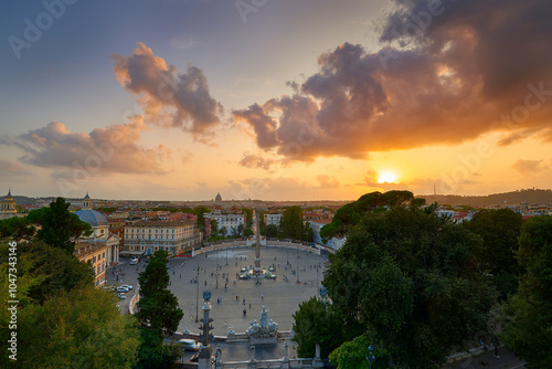 Tramonto su Piazza del Popolo