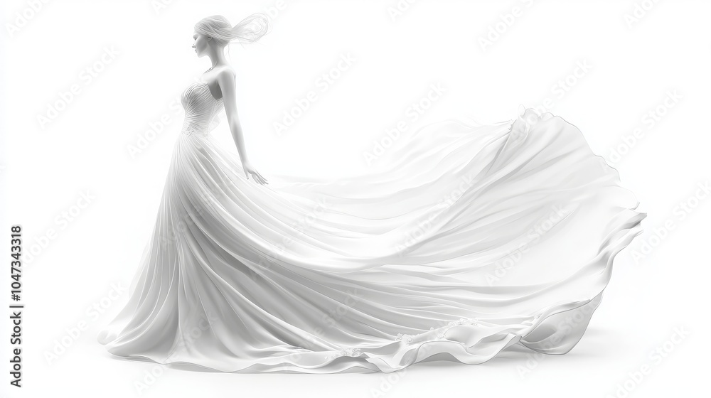 Modern white wedding dress, isolated on white. Modern white wedding dress, isolated on white.