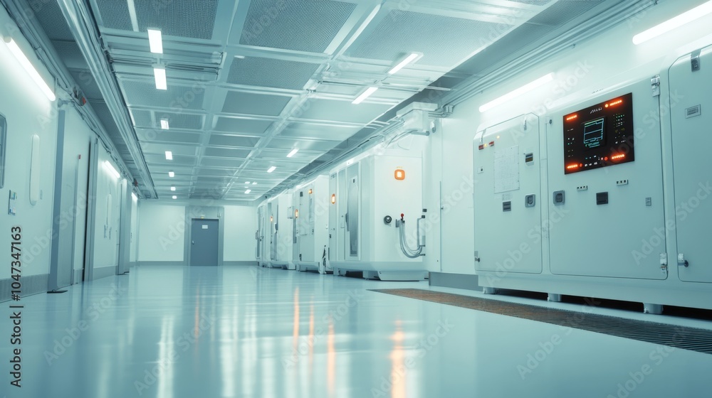 Fototapeta premium Medicalgrade emergency generator installation rendering in hospital basement