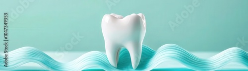 Conceptual image of a tooth surrounded by soothing waves, symbolizing the relief of toothache pain, pain relief, dental comfort