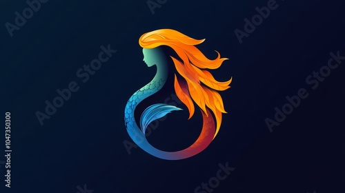 Vector template of a mermaid icon photo