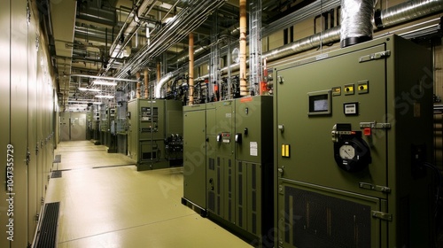 Wallpaper Mural Military base power station with olive drab housing and secure facility hosting multiple units visible emergency protocols provided with professional technical documentation Torontodigital.ca