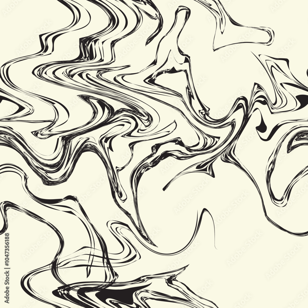 Vector seamless pattern. Abstract fluid art texture. Liquid monochrome streaks. Creative background with freeform blots. Decorative design with distortion effect. Vector seamless pattern. Abstract fluid art texture. Liquid monochrome streaks. Creative background with freeform blots. Decorative design with distortion effect.