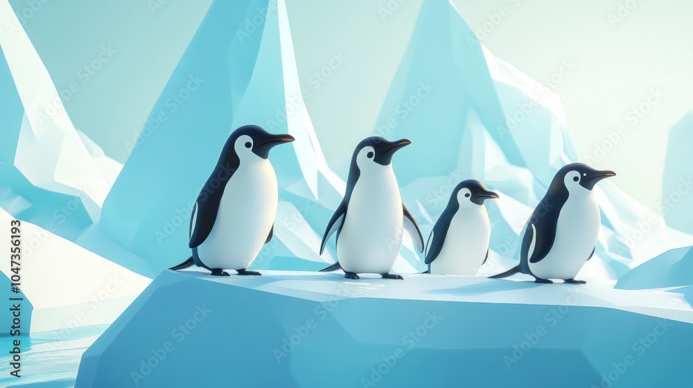 Obraz premium Cute Penguins on Iceberg
