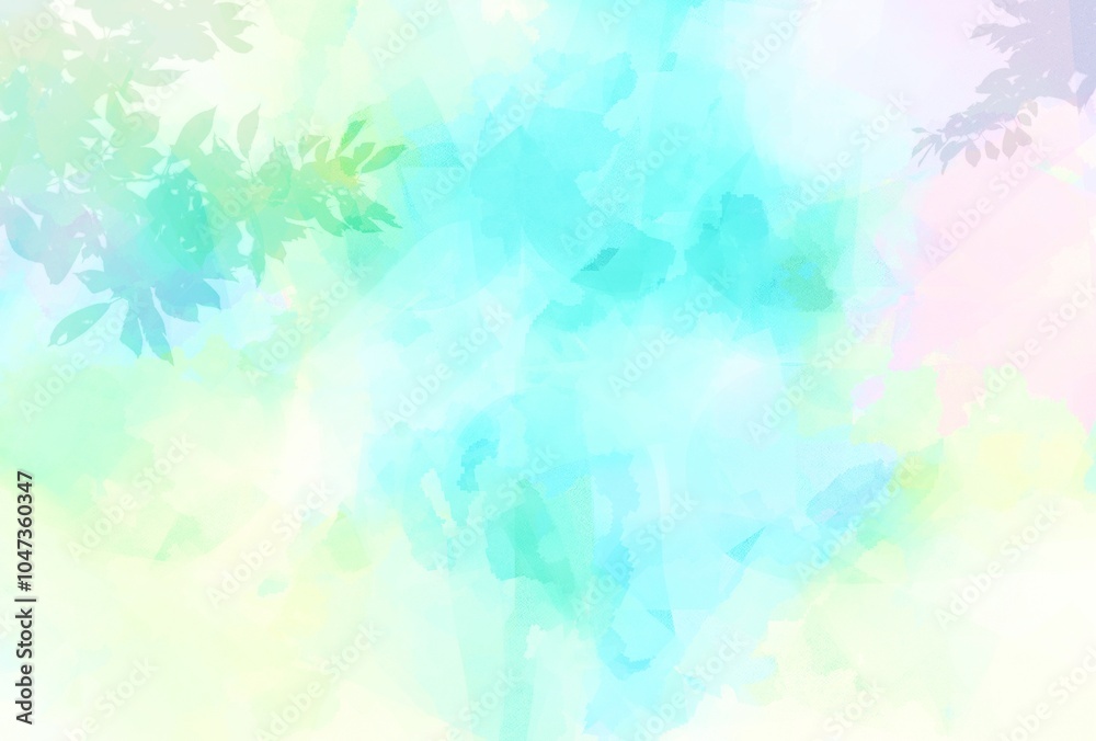 Obraz premium 水彩タッチ 植物 幻想的な背景 イラスト