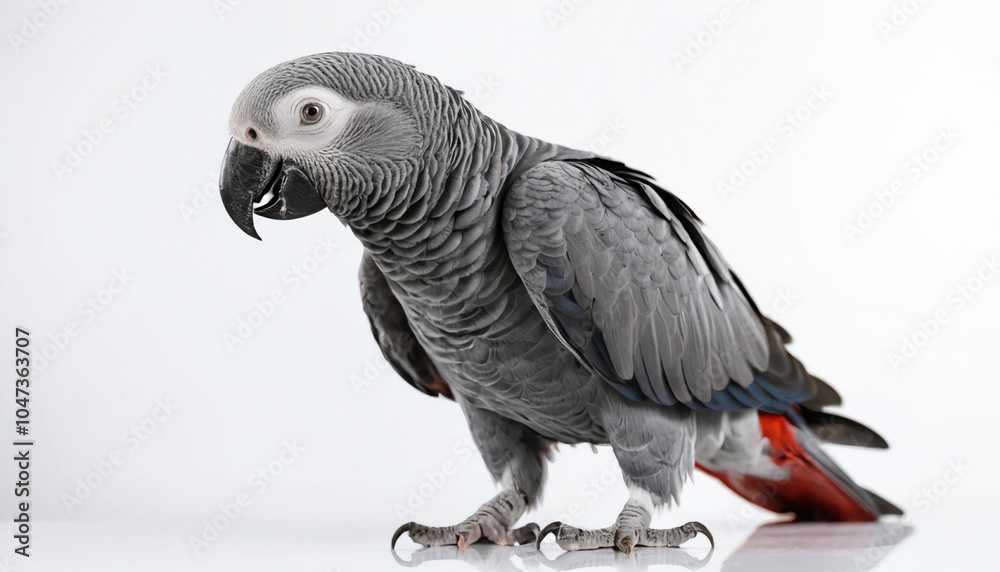 Fototapeta premium African Grey Parrot on white background isolated